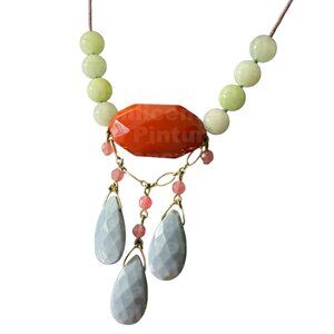 David Aubrey necklace. Vintage glass & acrylic beads with semi precious stones